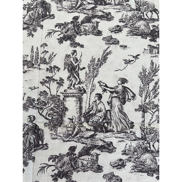 Vintage Toile Tablecloth Handmade Gray & White - Picture 5 of 8